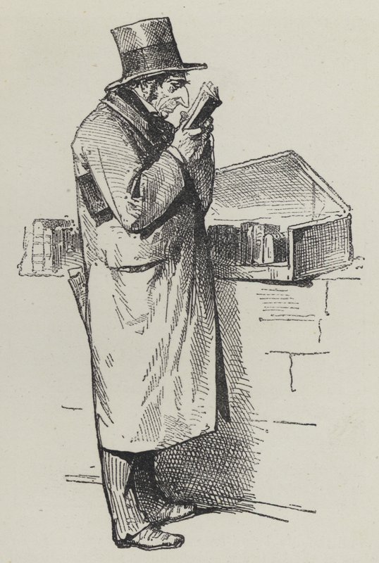Kitap tezgahına göz atma (gravür) by French School