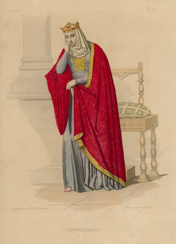 Brunehauld (renkli gravür) by French School