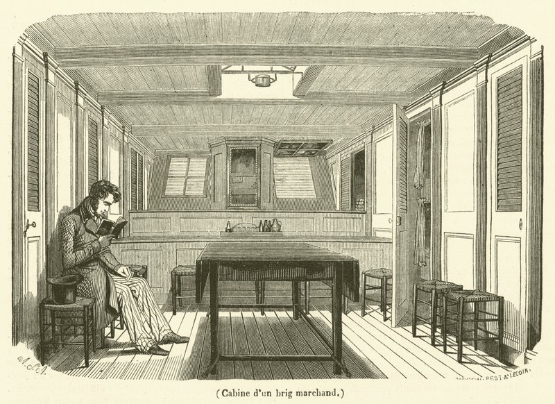 Bir ticaret gemisinin kamarası (gravür) by French School