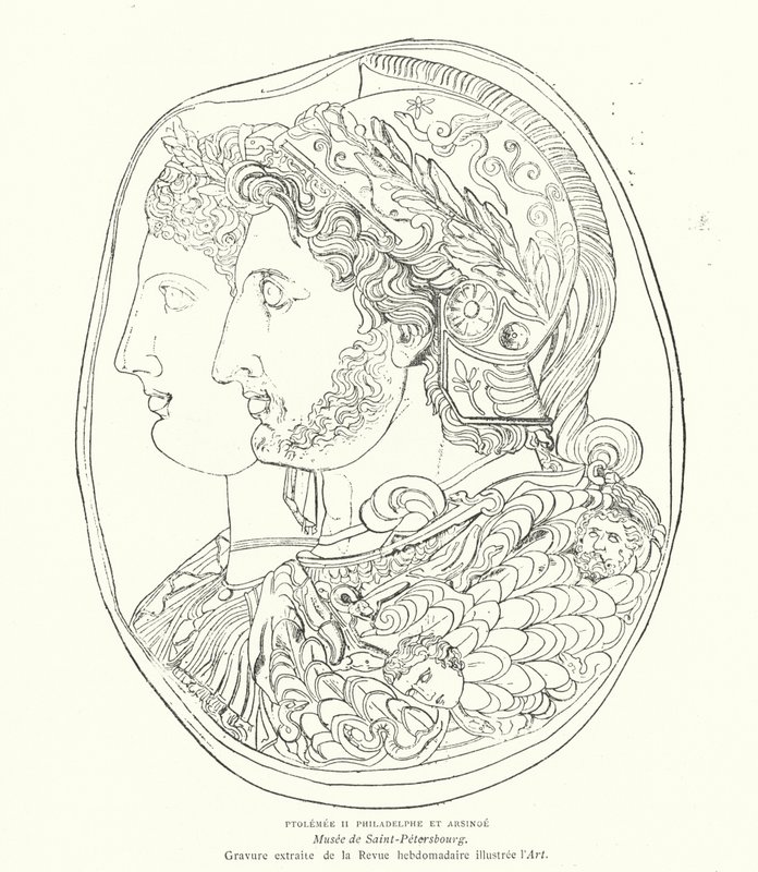 Antik Mısır Firavunu Ptolemy Philadelphus ve karısı Arsinoe