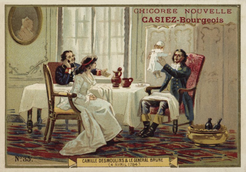 Camille Desmoulins ve General Brune, Fransız Devrimi, 4 Nisan 1794 by French School