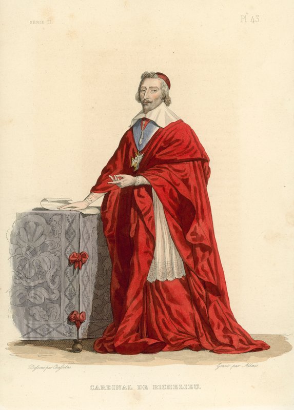 Kardinal de Richelieu (renkli gravür) by French School