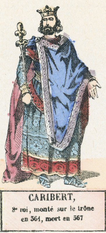 8. kral Caribert, 561'de tahta çıktı, 567'de öldü (renkli gravür) by French School