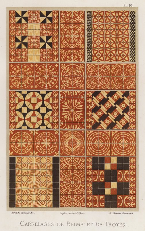 Reims ve Troyes karoları (renkli lito) by French School