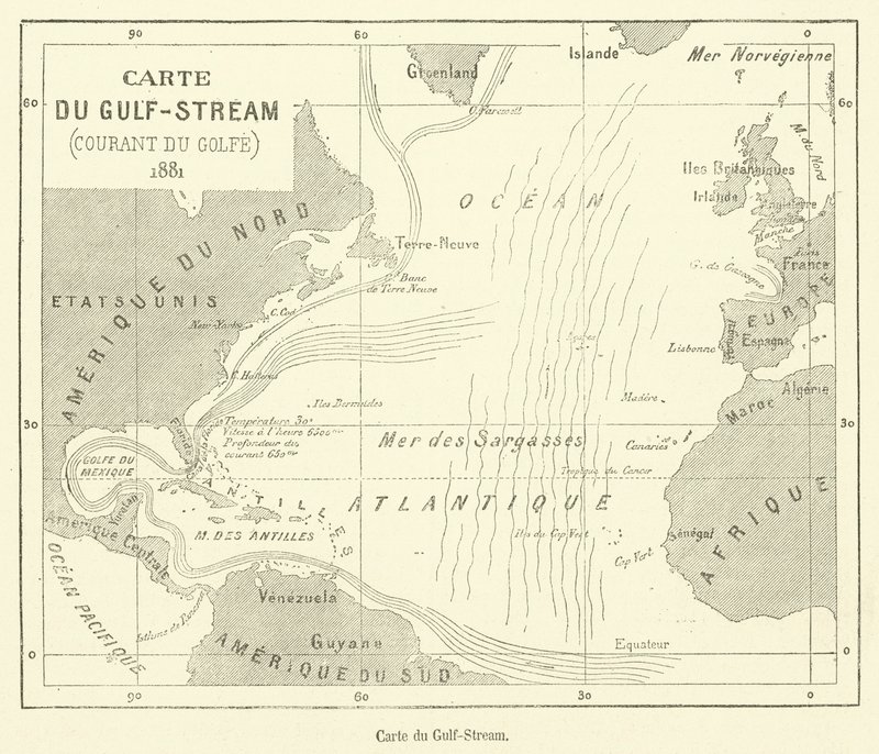 Carte du Gulf-Stream (gravür) by French School