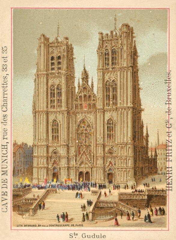 St Michael ve St Gudula Katedrali, Brüksel (chromolitho) by French School