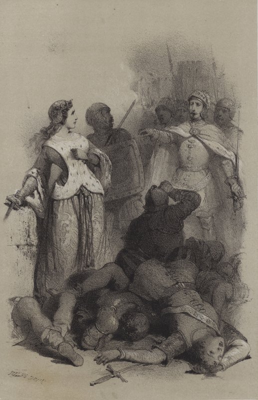 Catherine Sforza, Prisoniere de Cesar Borgia (gravür) by French School