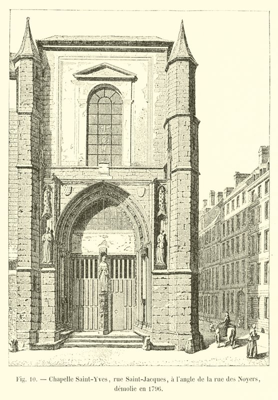 1796 yılında yıkılan rue des Noyers köşesinde Chapelle Saint-Yves, rue Saint-Jacques, by French School
