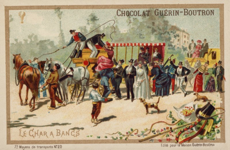 Charabanc (kromolitho) by French School