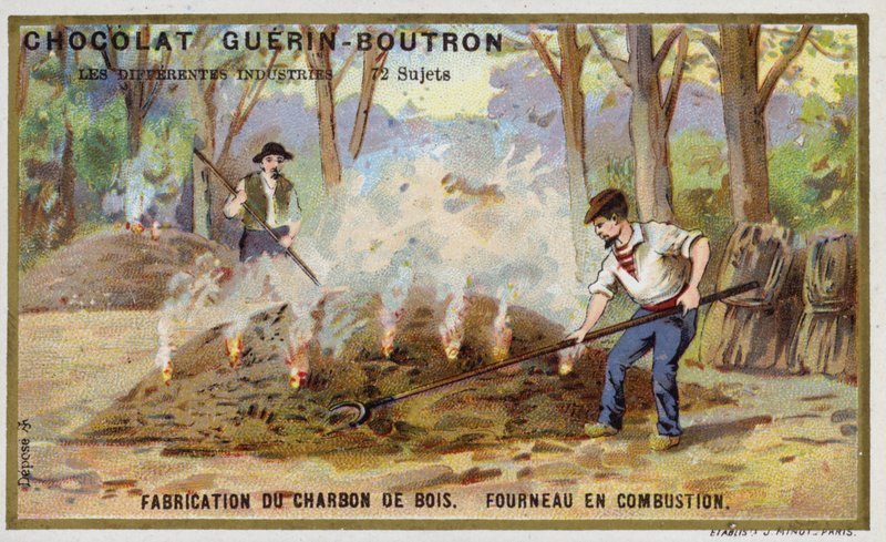 Kömür üretimi (chromolitho) by French School
