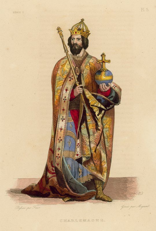 Şarlman (renkli gravür) by French School