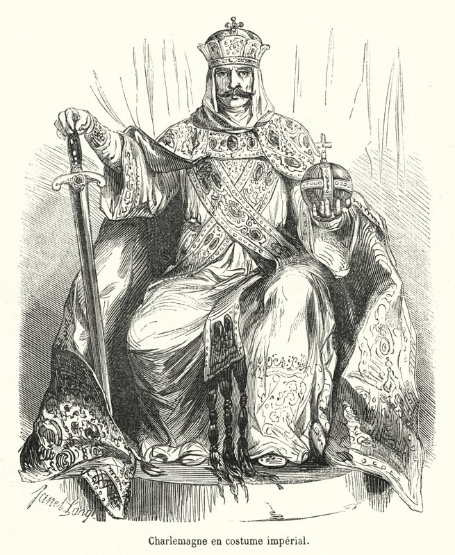 Charlemagne en kostüm emperyal (gravür) by French School