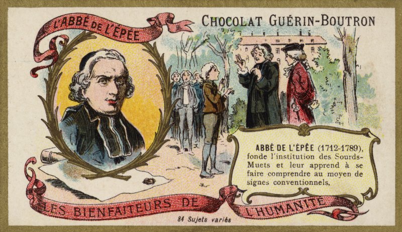 Charles-Michel de l'Epee, Fransız din adamı ve hayırsever eğitimci (chromolitho) by French School