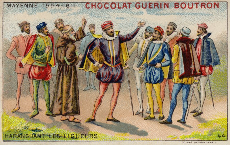 Mayenne Dükü Charles, Katolik Birliği üyelerine hitap ederken (chromolitho) by French School