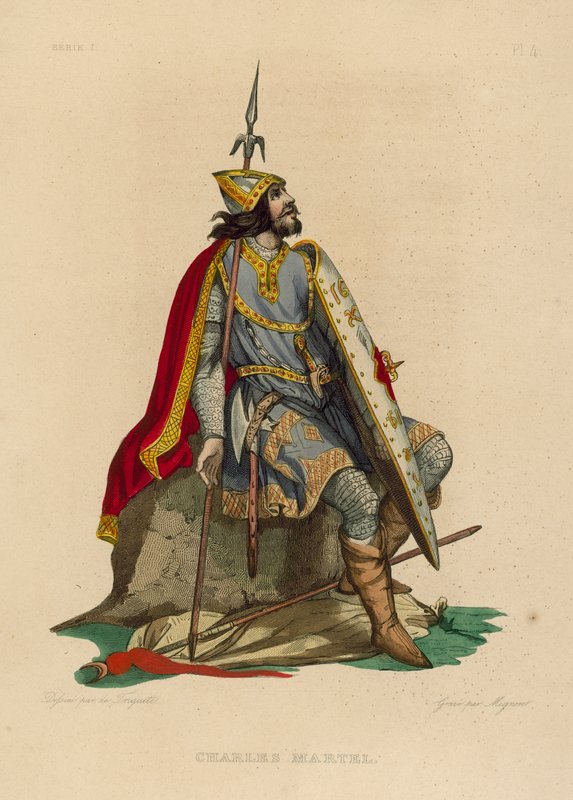 Charles Martel (renkli gravür) by French School