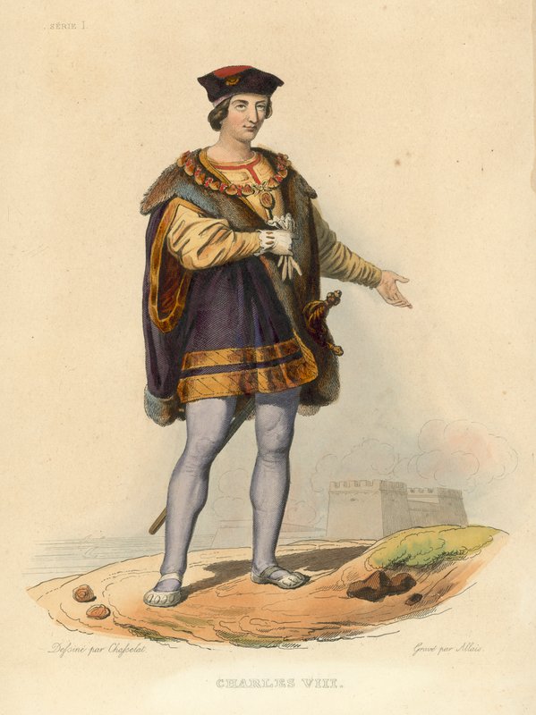 Charles VIII (renkli gravür) by French School