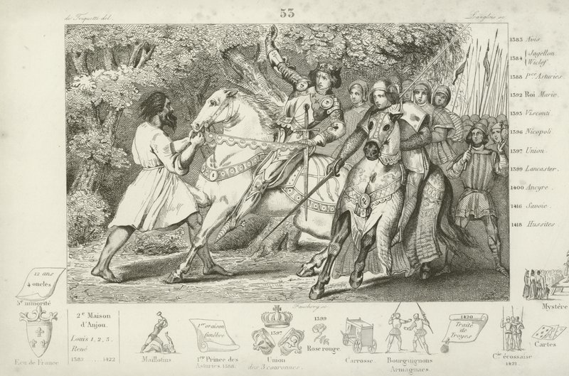 Fransa Kralı VI. Charles, Angers yakınlarındaki ormanda bir pusuya karşı uyarıldı, 1392 by French School