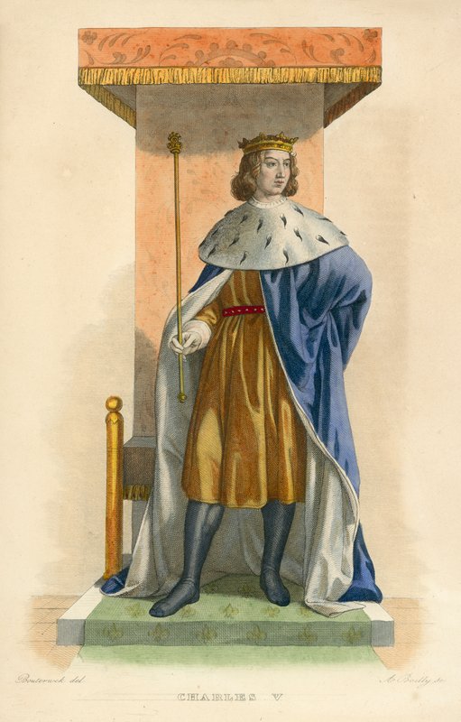 Charles V (renkli gravür) by French School