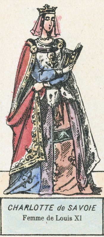 Savoy Charlotte, Louis XI Karısı (renkli gravür) by French School