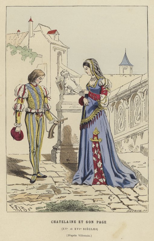 Chatelaine ve sayfası, 15. veya 16. Yüzyıl by French School