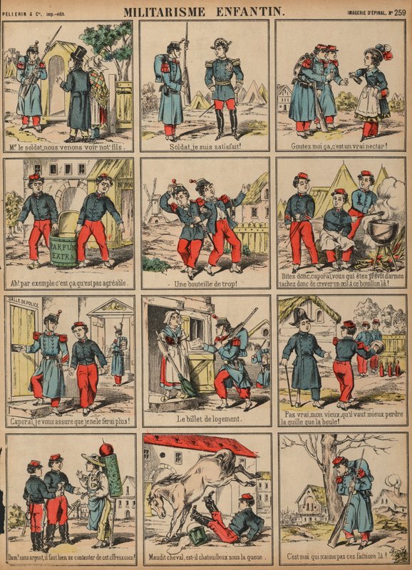 Çocukça militarizm (renkli gravür) by French School