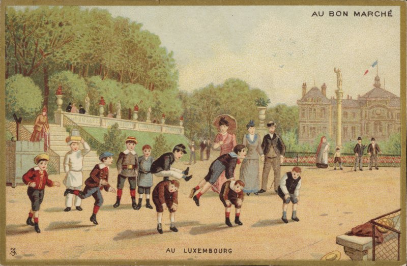 Lüksemburg bahçelerinde Leap Frog oynayan çocuklar by French School
