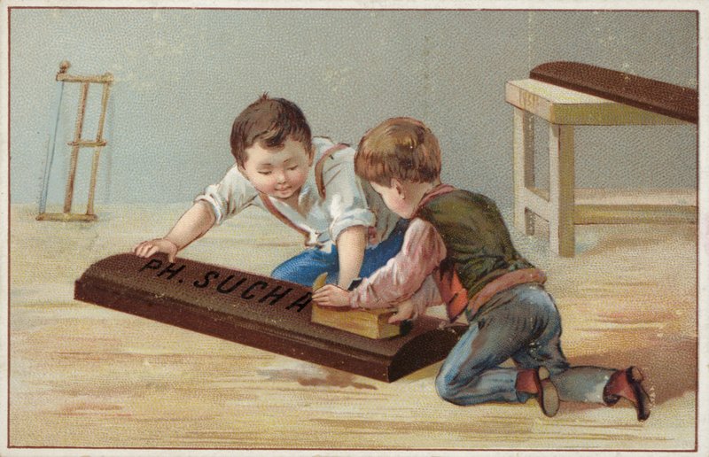 Büyük bir ahşap çikolata yapan çocuklar, Suchard Chocolate