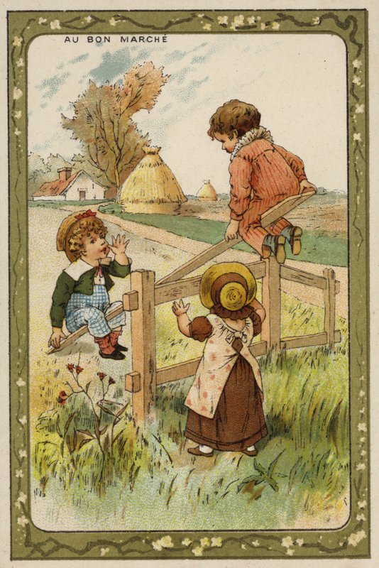 Tahterevalli üzerinde oynayan çocuklar (chromolitho) by French School