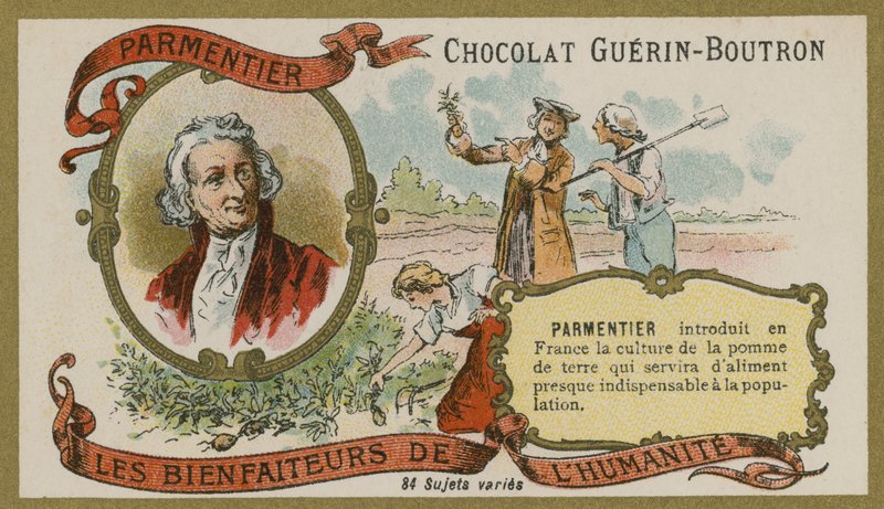 Guerin-Boutron çikolata ticaret kartı, Antoine-Augustin Parmentier by French School