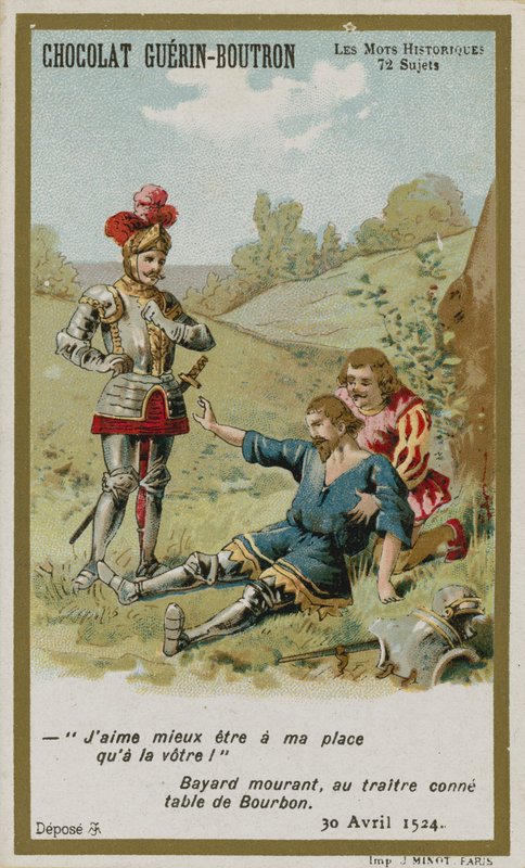 Chocolat Guerin-Boutron ticaret kartı, Tarihi Sözler serisi by French School