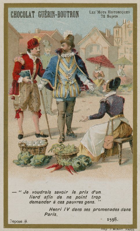 Chocolat Guerin-Boutron ticaret kartı, Tarihi Sözler serisi by French School