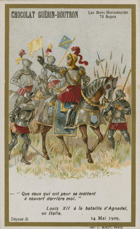 Chocolat Guerin-Boutron ticaret kartı, Tarihi Sözler serisi by French School