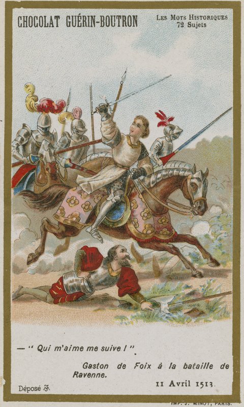Chocolat Guerin-Boutron ticaret kartı, Tarihi Sözler serisi by French School