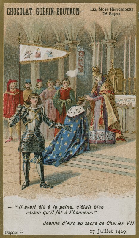 Chocolat Guerin-Boutron ticaret kartı, Tarihi Sözler serisi by French School