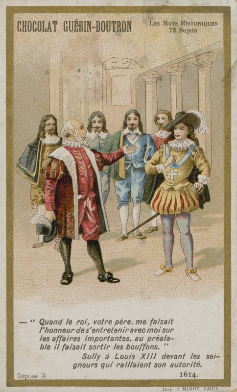 Chocolat Guerin-Boutron ticaret kartı, Tarihi Sözler serisi by French School