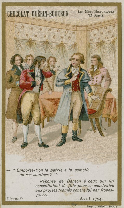 Chocolat Guerin-Boutron ticaret kartı, Tarihi Sözler serisi by French School