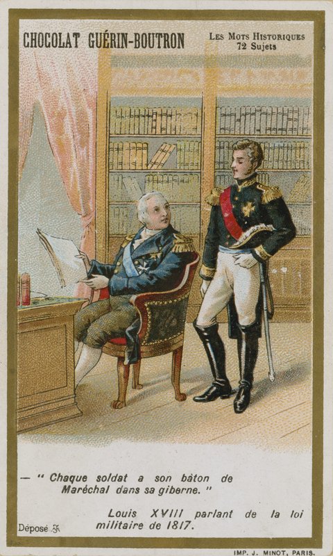 Chocolat Guerin-Boutron ticaret kartı, Tarihi Sözler serisi by French School