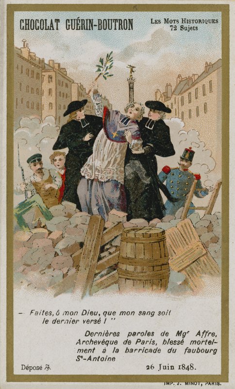 Chocolat Guerin-Boutron ticaret kartı, Tarihi Sözler serisi by French School