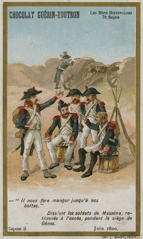 Chocolat Guerin-Boutron ticaret kartı, Tarihi Sözler serisi by French School