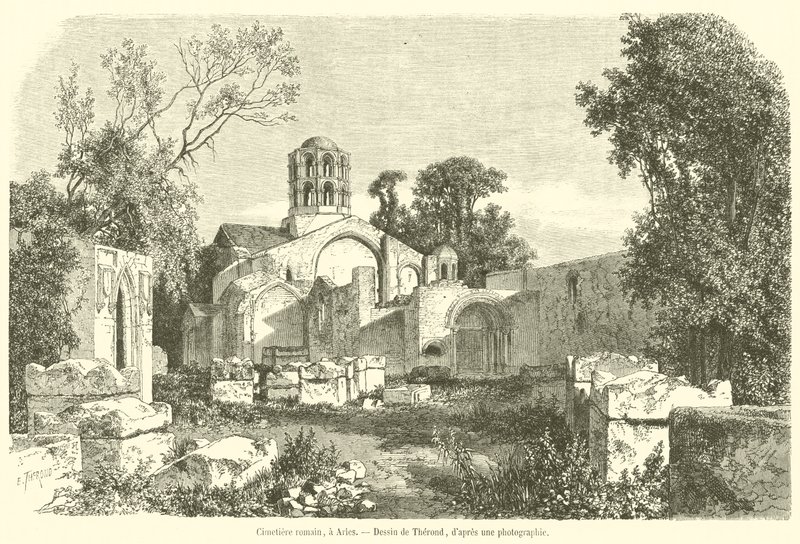 Cimetiere romain, bir Arles (gravür) by French School