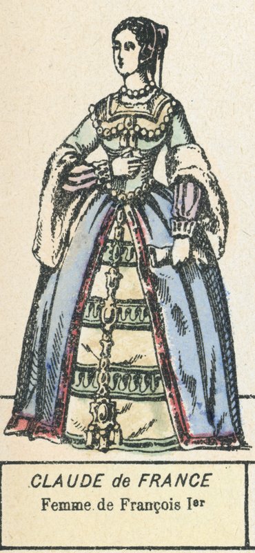 Claude de France, François I'in Karısı (renkli gravür) by French School