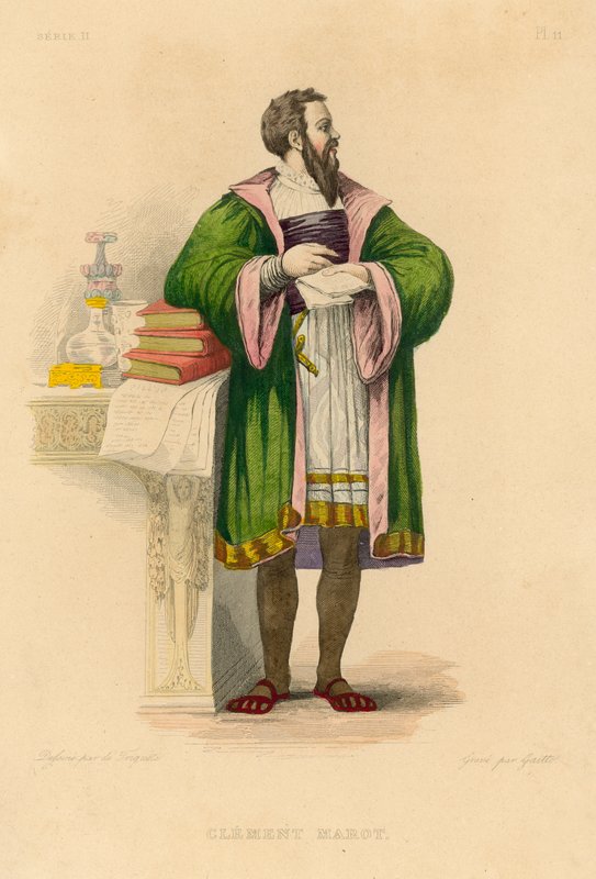 Clement Marot (renkli gravür) by French School