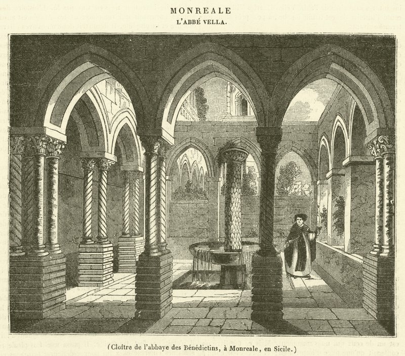 Benedictine Manastırı Manastırı, Monreale, Sicilya (gravür) by French School