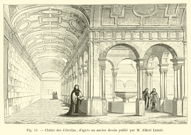 Cloitre des Celestins, M Albert Lenoir tarafından yayınlanan eski bir çizimden by French School