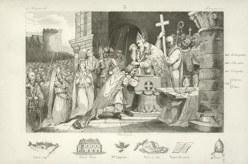 Clovis I, Frankların Merovenj Kralı by French School