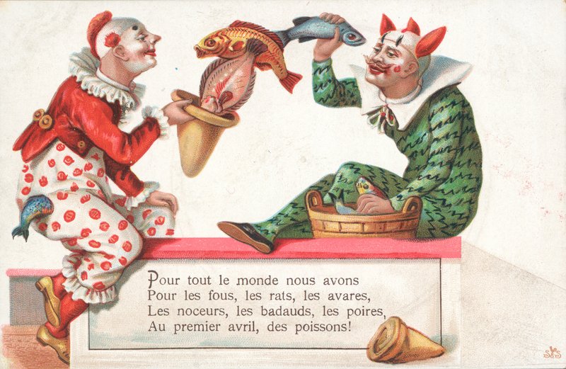 1 Nisan için balık hokkabazlık yapan palyaçolar by French School