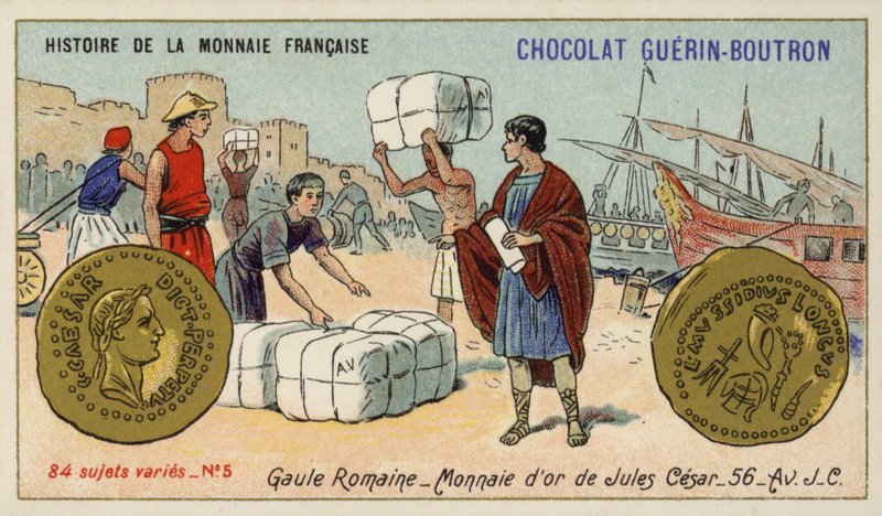 Jül Sezar, Roma Galya, MÖ 56 Sikkeleri (chromolitho) by French School