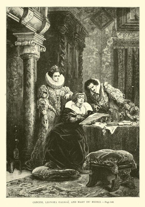 Concini, Leonora Galigai ve Mary de Medici by French School