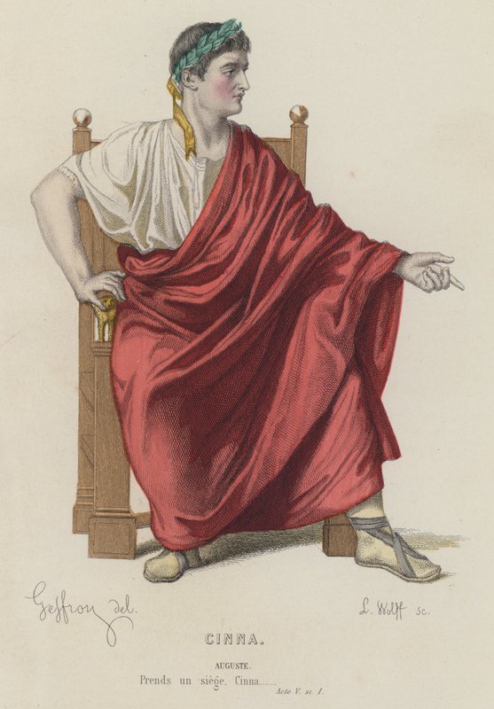 Corneille, Cinna, Act V, Sc I (renkli gravür) by French School
