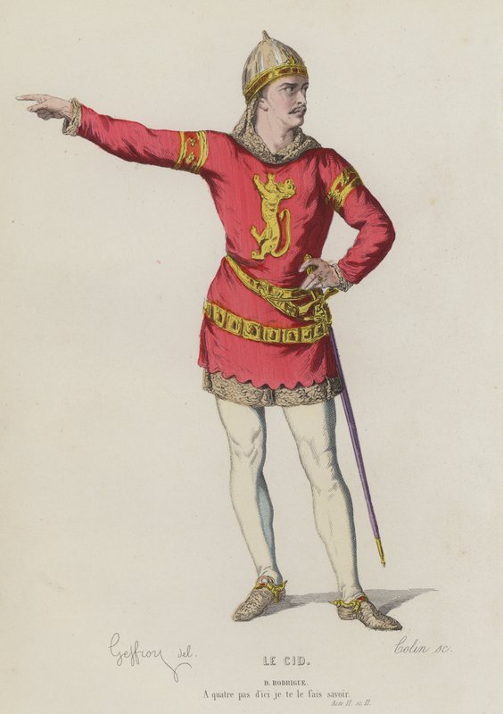 Corneille, Le Cid, Act II, Sc II (renkli gravür) by French School